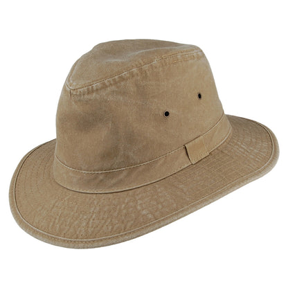 Chapeau Fedora Safari en Coton Rondavel khaki DORFMAN PACIFIC