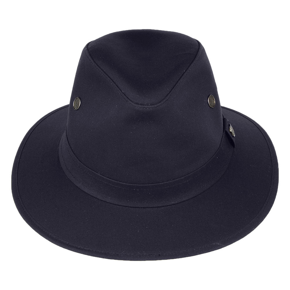 Chapeau Fedora en Coton Ciré Britannique Hydrofuge Drifter bleu marine FAILSWORTH