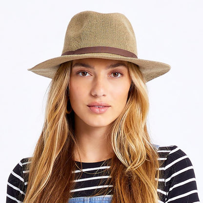Chapeau Fedora Tricoté Pliable Messer beige sable BRIXTON