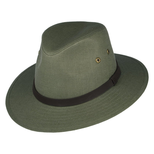 Chapeau Fedora Safari en Lin Irlandais khaki FAILSWORTH