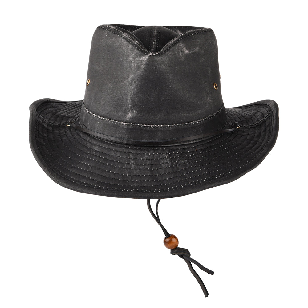 Chapeau Australien en Coton à Effet Usé noir DORFMAN PACIFIC