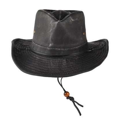Chapeau Australien en Coton à Effet Usé noir DORFMAN PACIFIC