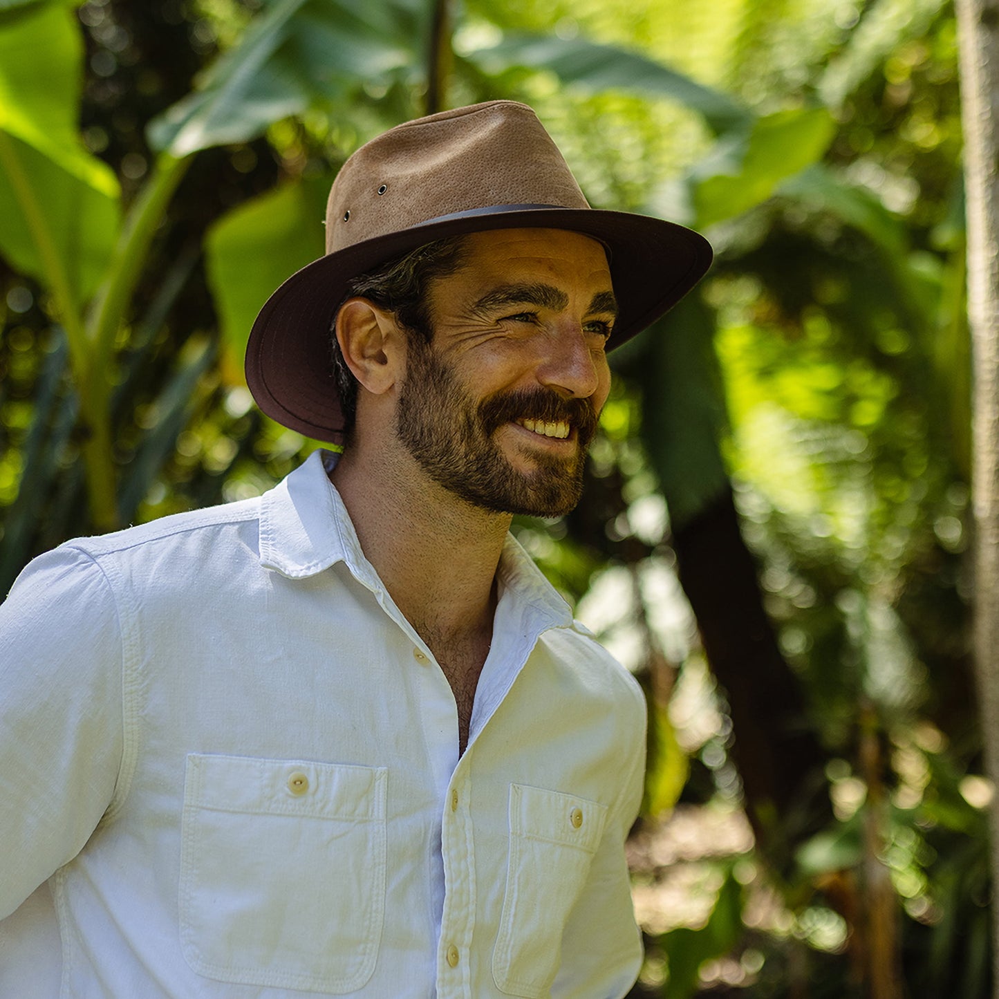 Chapeau Fedora Safari en Cuir Nubuck châtaigne JAXON & JAMES