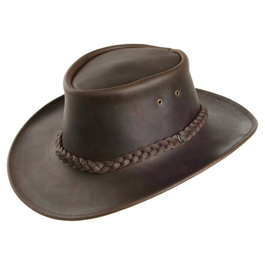 Chapeau Australien en Cuir Déformable marron JAXON & JAMES