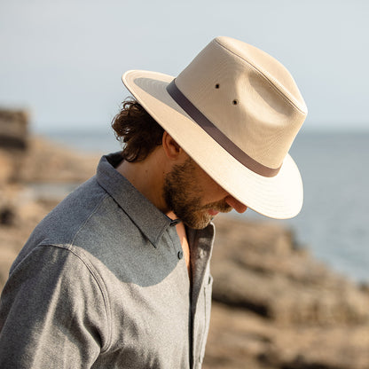 Chapeau Fedora Safari en Coton beige britannique JAXON & JAMES