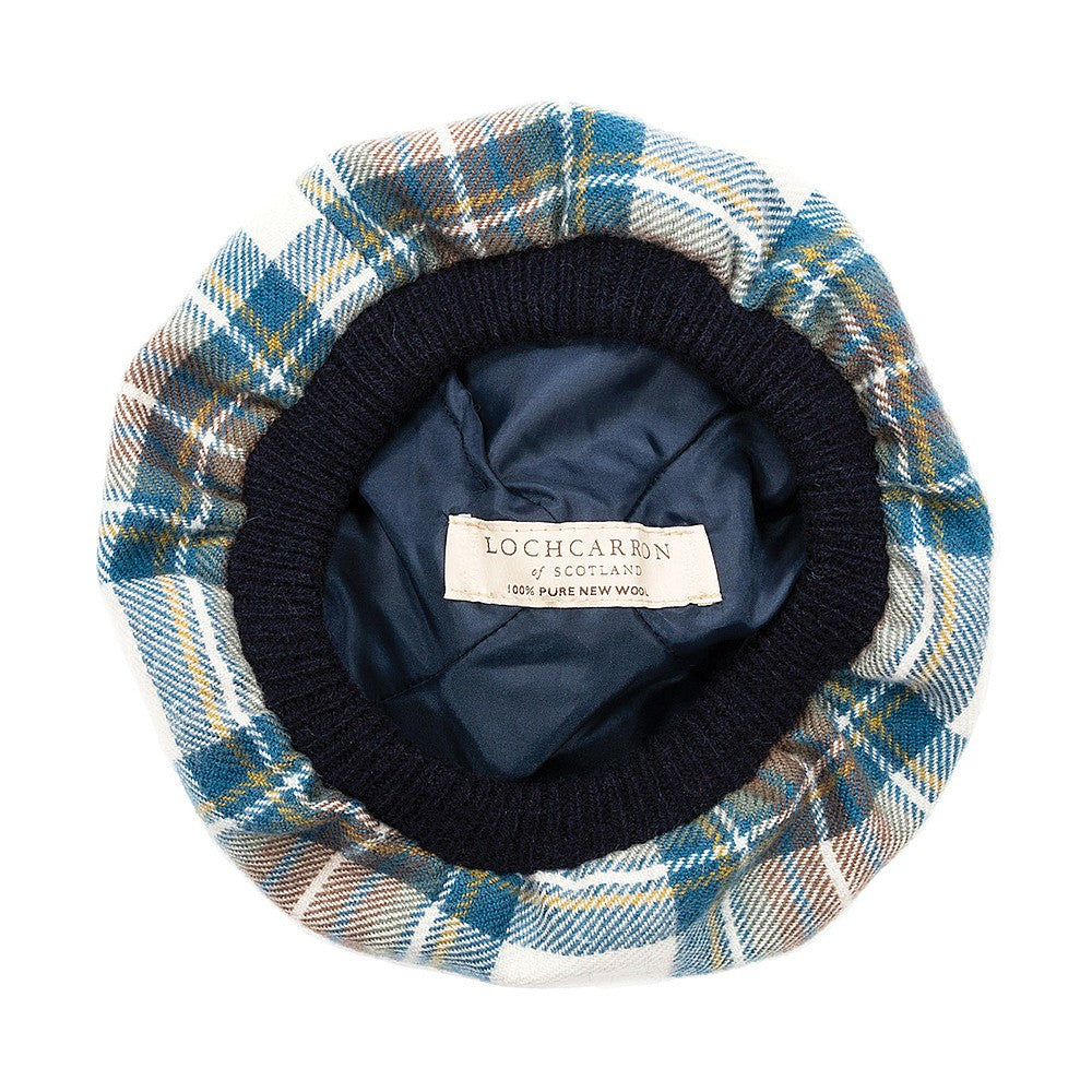 Chapeau Tam O'Shanter en Laine d'Agneau Stewart Dress bleu LOCHCARRON OF SCOTLAND