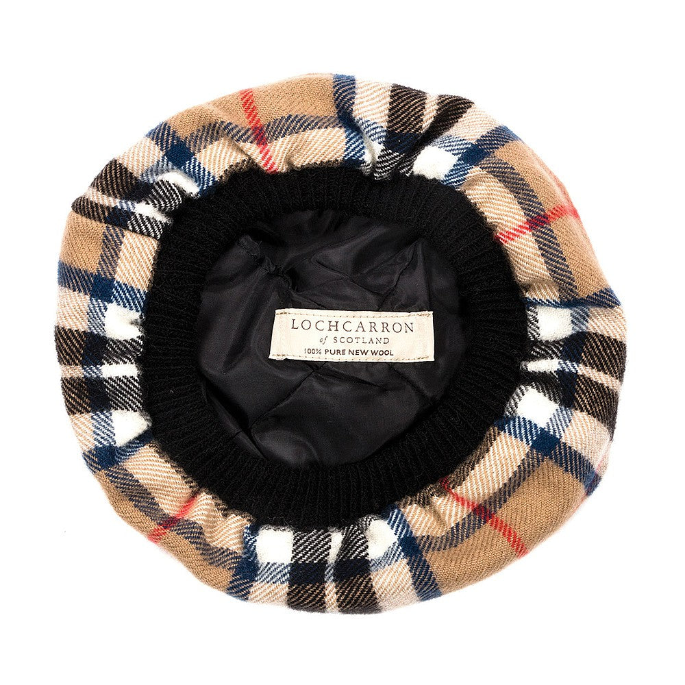 Chapeau Tam O'Shanter en Laine d'Agneau Thomson Camel LOCHCARRON OF SCOTLAND