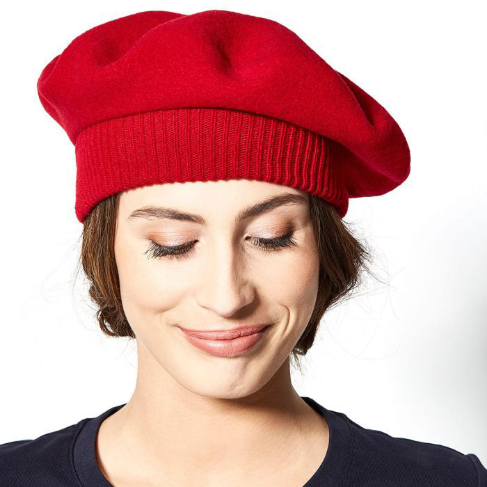 Béret en Laine Mérinos Parisienne rouge LAULHÈRE