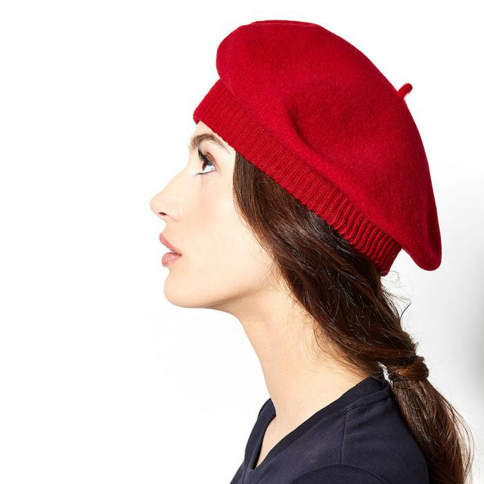 Béret en Laine Mérinos Parisienne rouge LAULHÈRE