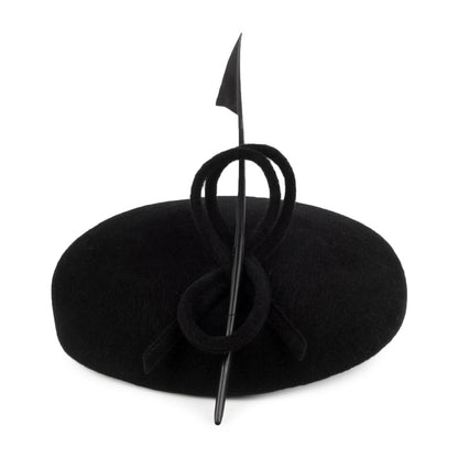 Béret en Fourrure Feutrée avec Plume noir WHITELEY