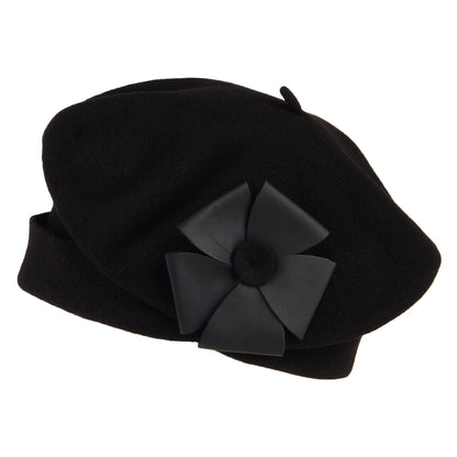 Béret en Laine Mérinos Fleurine noir HÉRITAGE PAR LAULHÈRE