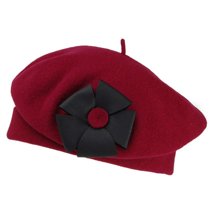 Béret en Laine Mérinos Fleurine bordeaux HÉRITAGE PAR LAULHÈRE