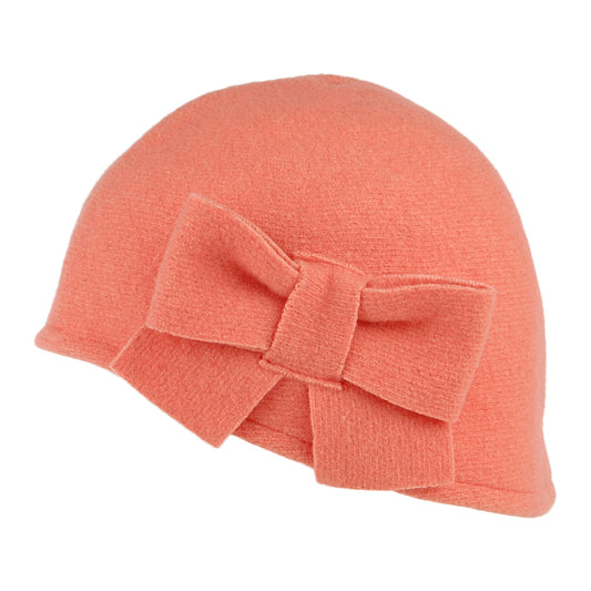 Chapeau Cloche en Laine Mérinos Seine corail HÉRITAGE PAR LAULHÈRE