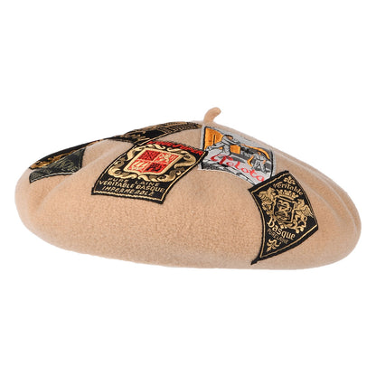 Béret en Laine Mérinos Eridan Vintage Patch sable LAULHÈRE