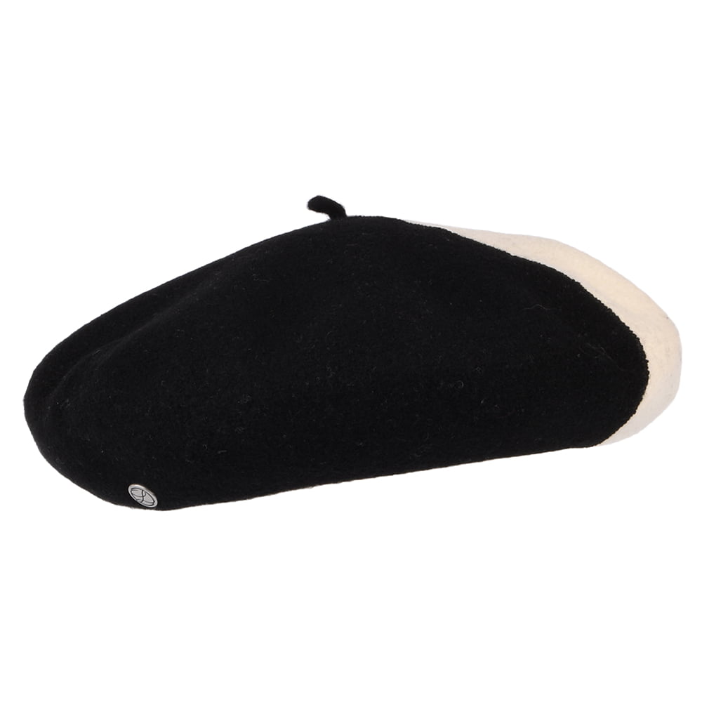 Béret en Laine Mérinos Bicolore Elton noir-blanc LAULHÈRE