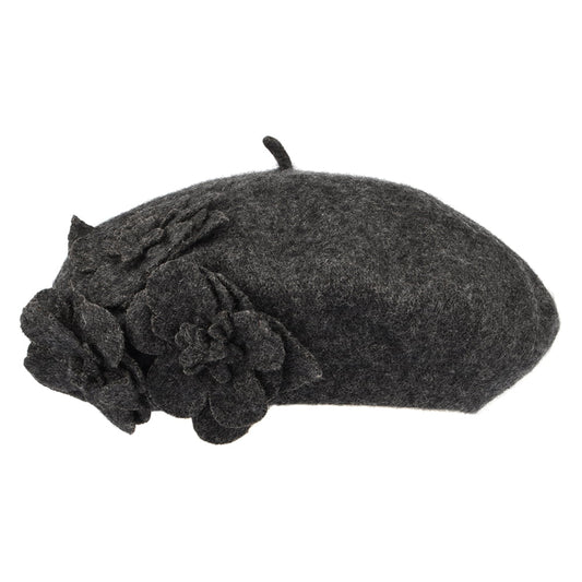 Béret à Fleurs anthracite chiné BETMAR