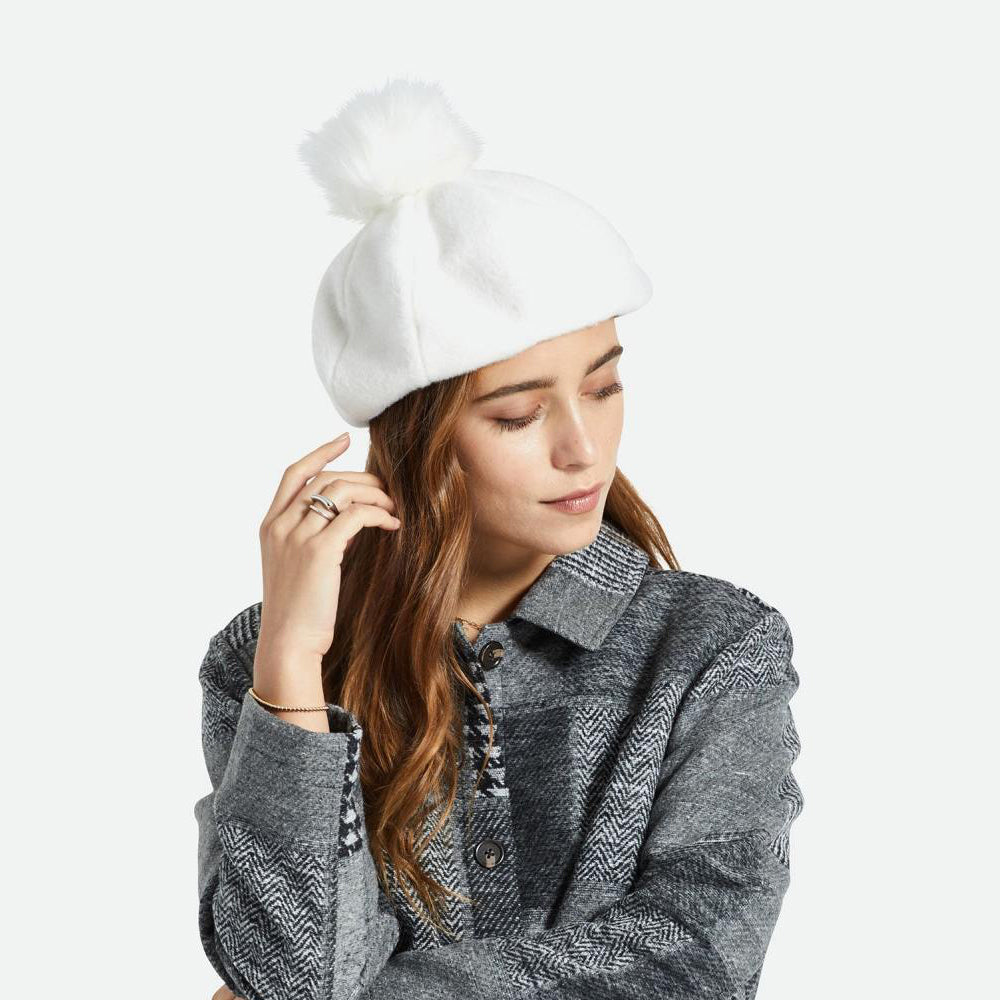 Béret Oversize avec Pompon en Fausse Fourrure Natalie blanc cassé BRIXTON