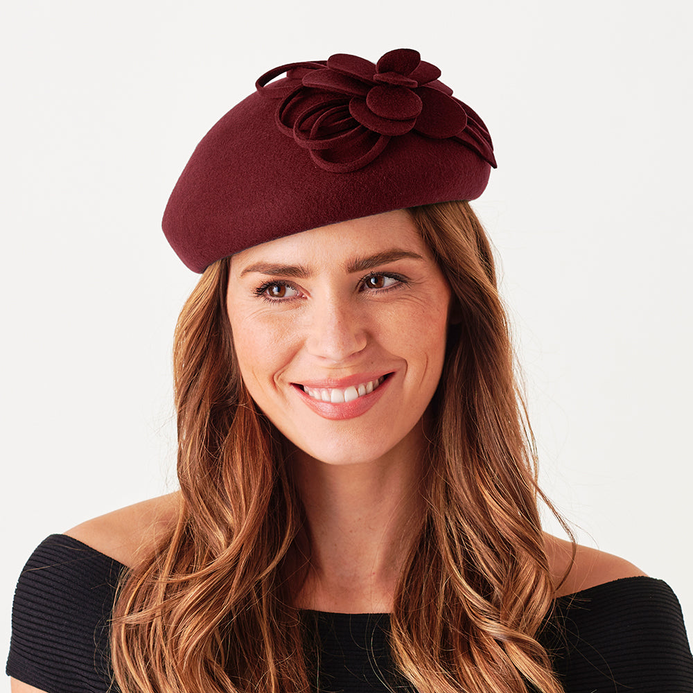 Béret Rigide en Laine Feutrée Marina vin FAILSWORTH