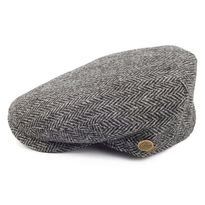 Casquette Plate à Chevrons en HARRIS TWEED gris OLNEY