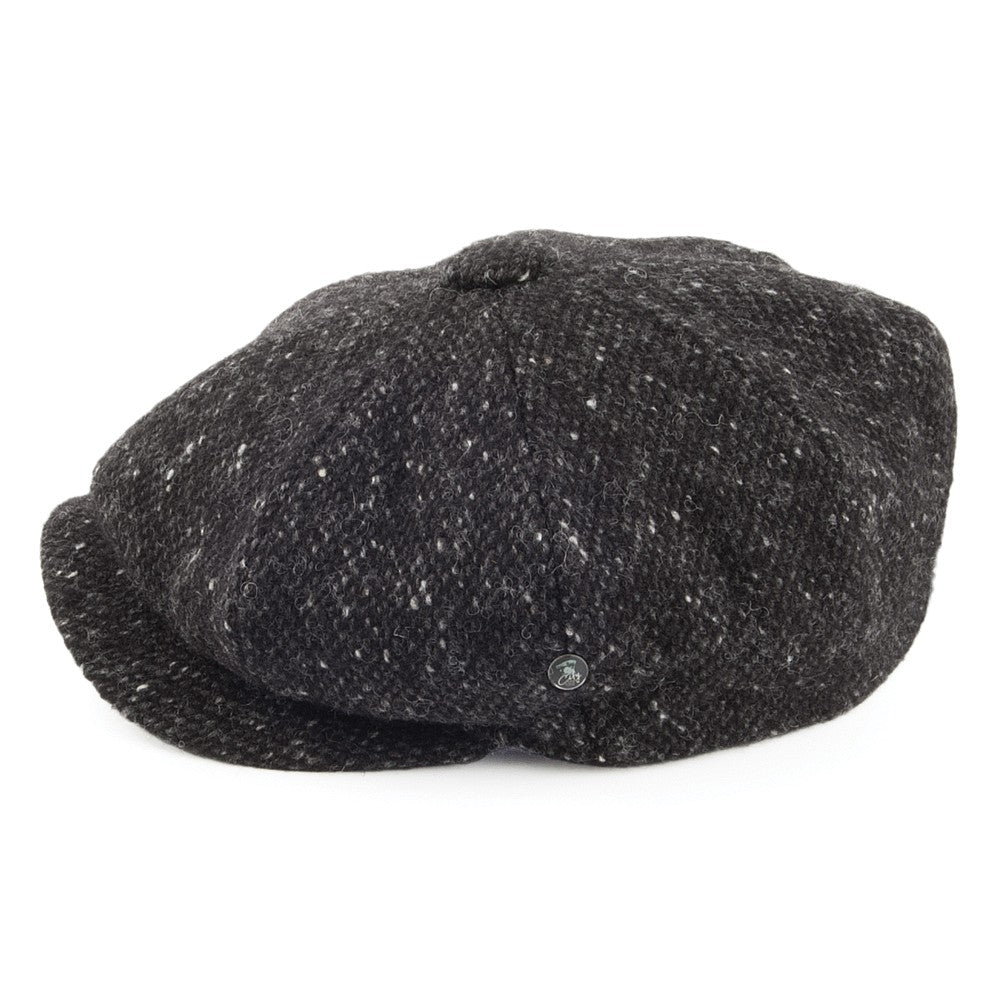 Casquette Gavroche en Tweed du Donegal Chiné anthracite CITY SPORT