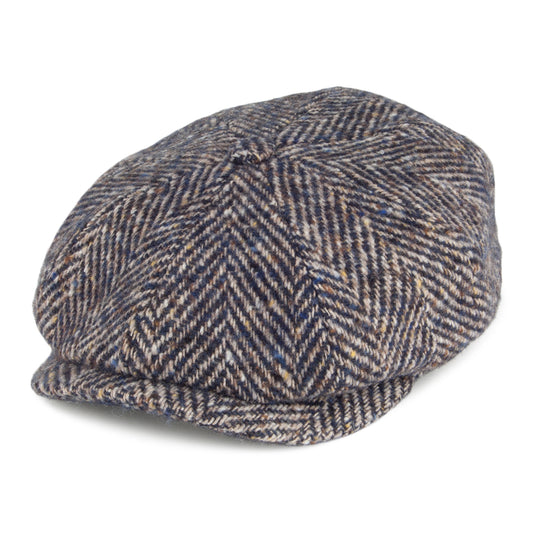 Casquette Gavroche en Laine Vierge à Chevrons Hatteras bleu-marron STETSON