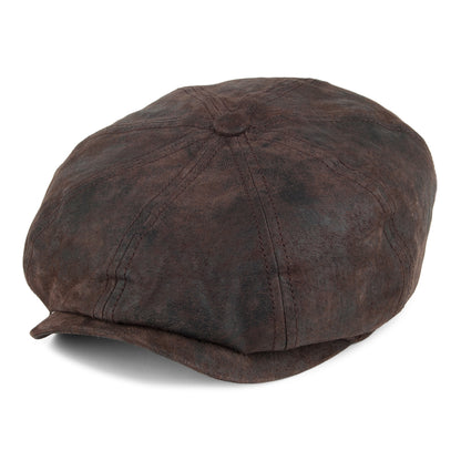 Casquette Gavroche en Cuir Hatteras marron STETSON