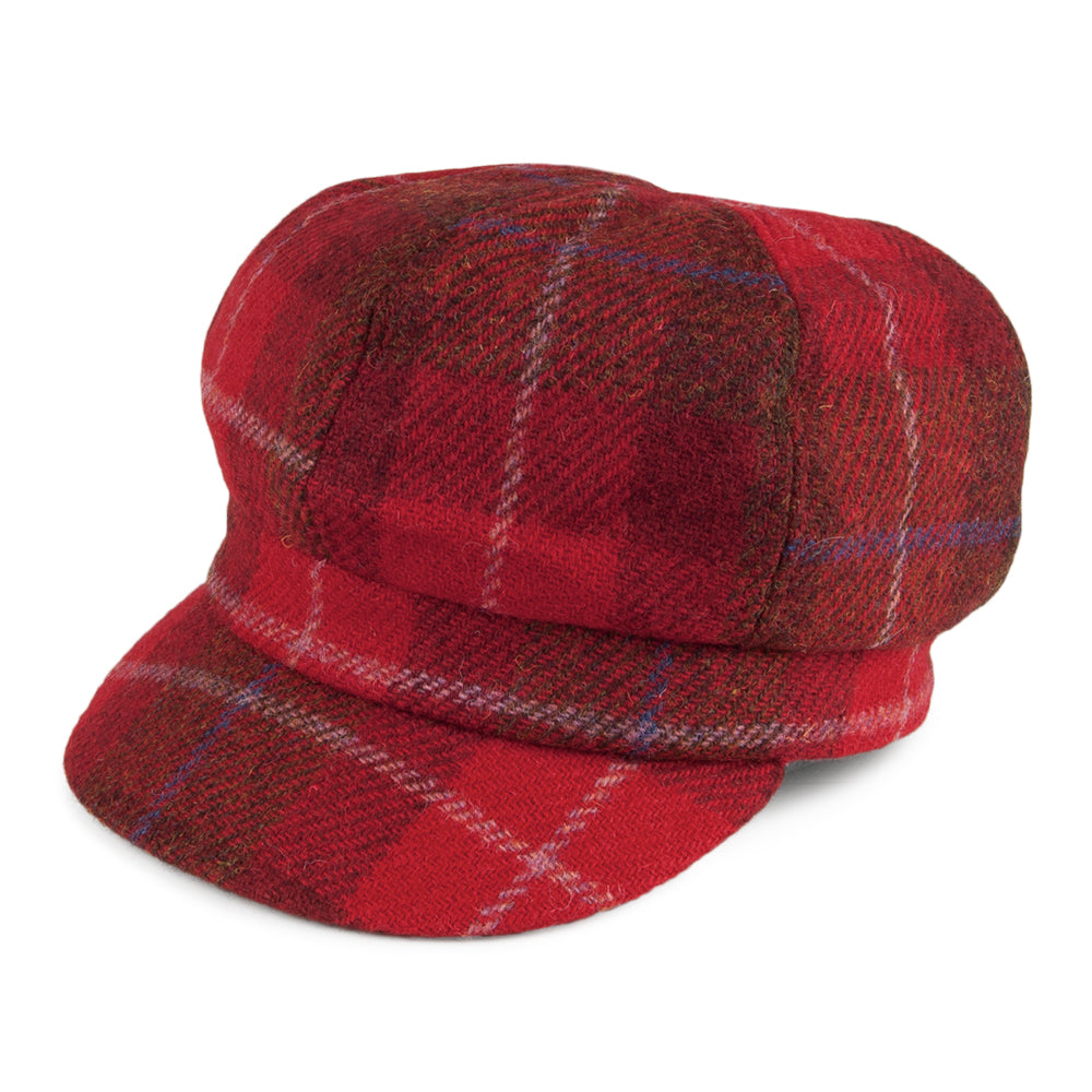 Casquette Gavroche en HARRIS TWEED Gabby rouge FAILSWORTH