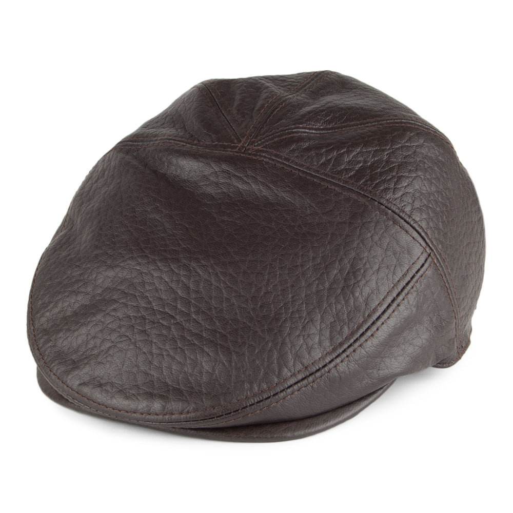 Casquette Plate en Cuir Langham marron foncé BAILEY