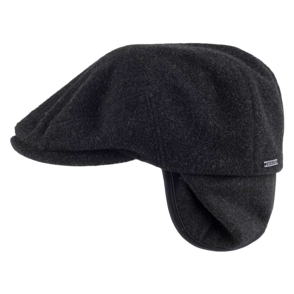 Casquette Plate en Laine et Cachemire Protège-Oreilles Kent anthracite STETSON