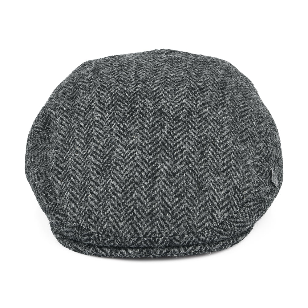 Casquette Plate en HARRIS TWEED à Chevrons Stornoway gris FAILSWORTH