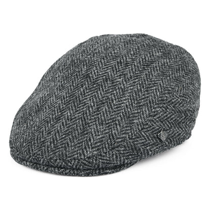 Casquette Plate en HARRIS TWEED à Chevrons Stornoway gris FAILSWORTH