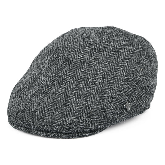 Casquette Plate en HARRIS TWEED à Chevrons Stornoway gris FAILSWORTH