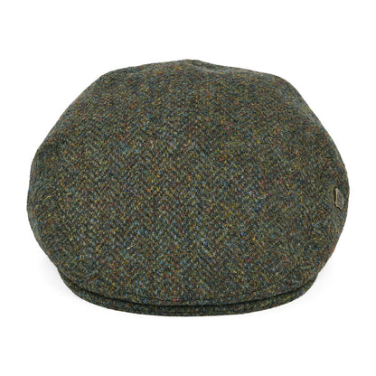 Casquette Plate en HARRIS TWEED à Chevrons Stornoway olive mélangé FAILSWORTH
