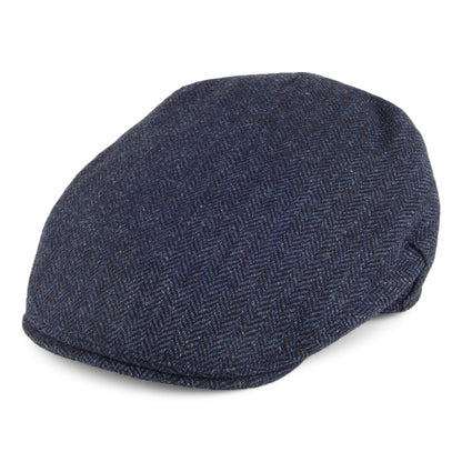 Casquette Plate en Tweed à Chevrons Balmoral Country bleu marine CHRISTYS