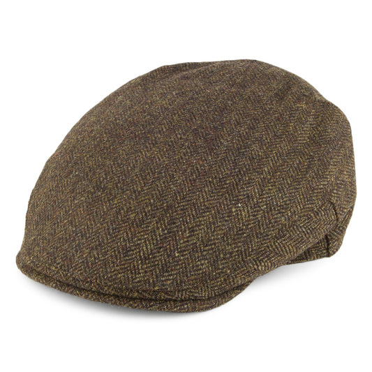 Casquette Plate en Tweed à Chevrons Balmoral Country olive CHRISTYS