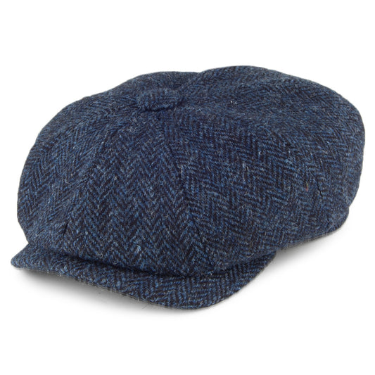 Casquette Gavroche en HARRIS TWEED à Chevrons bleu marine OLNEY
