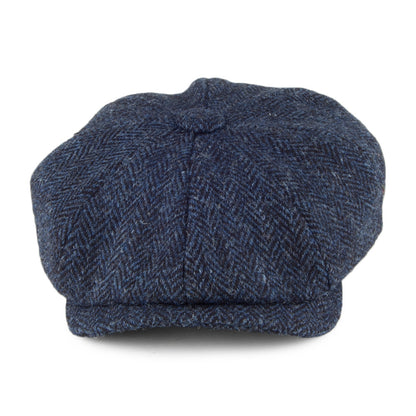 Casquette Gavroche en HARRIS TWEED à Chevrons bleu marine OLNEY