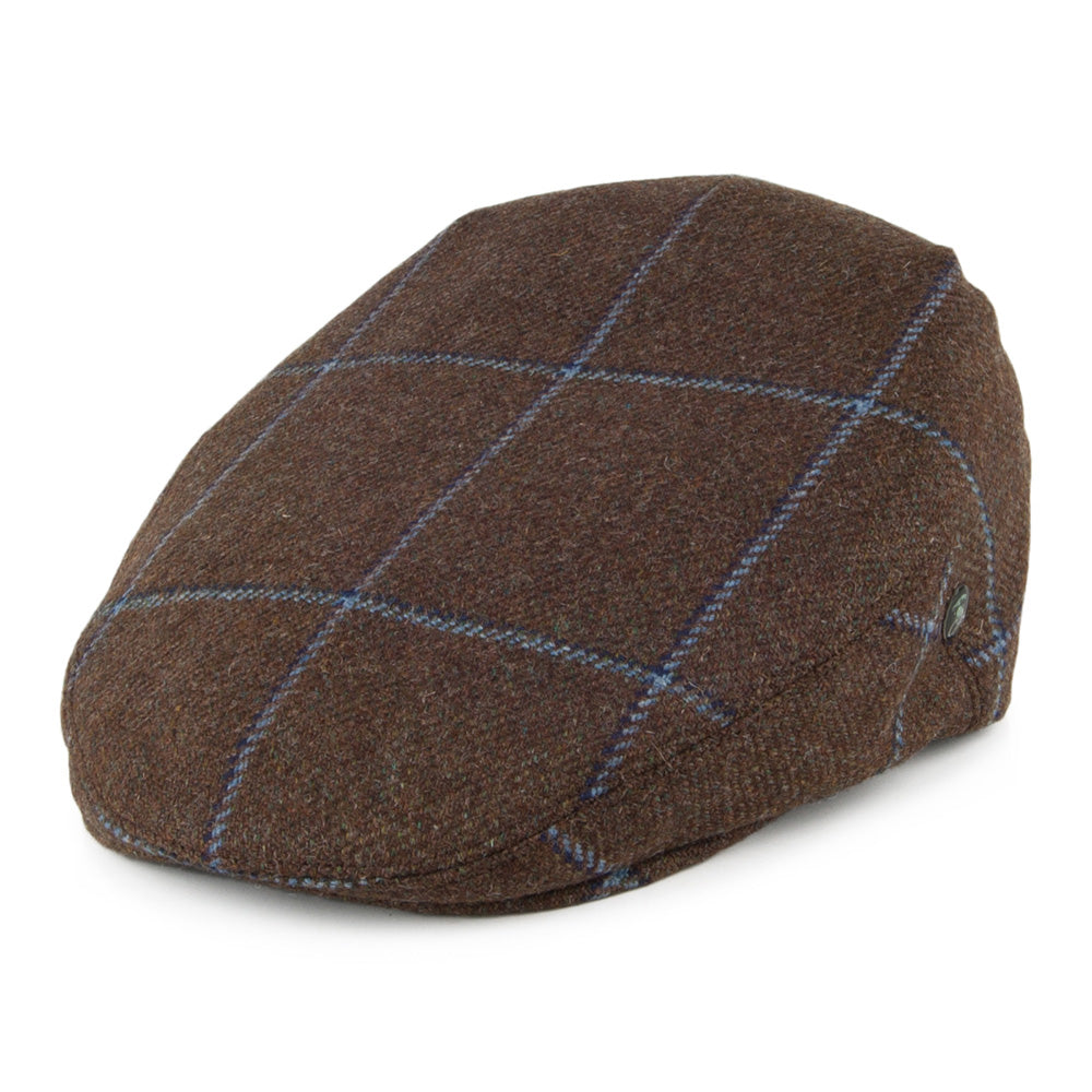 Casquette Plate en Laine Vierge Anglaise à Carreaux marron CITY SPORT