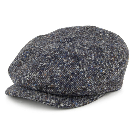 Casquette Gavroche en Donegal Tweed Chiné bleu-gris CITY SPORT