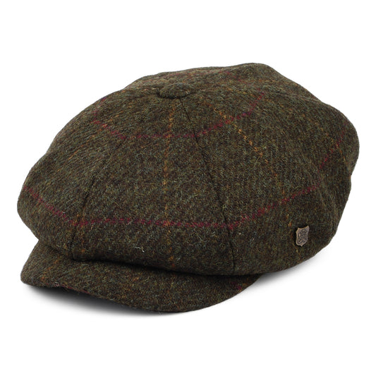 Casquette Gavroche en HARRIS TWEED à Carreaux Carloway olive FAILSWORTH