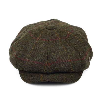 Casquette Gavroche en HARRIS TWEED à Carreaux Carloway olive FAILSWORTH