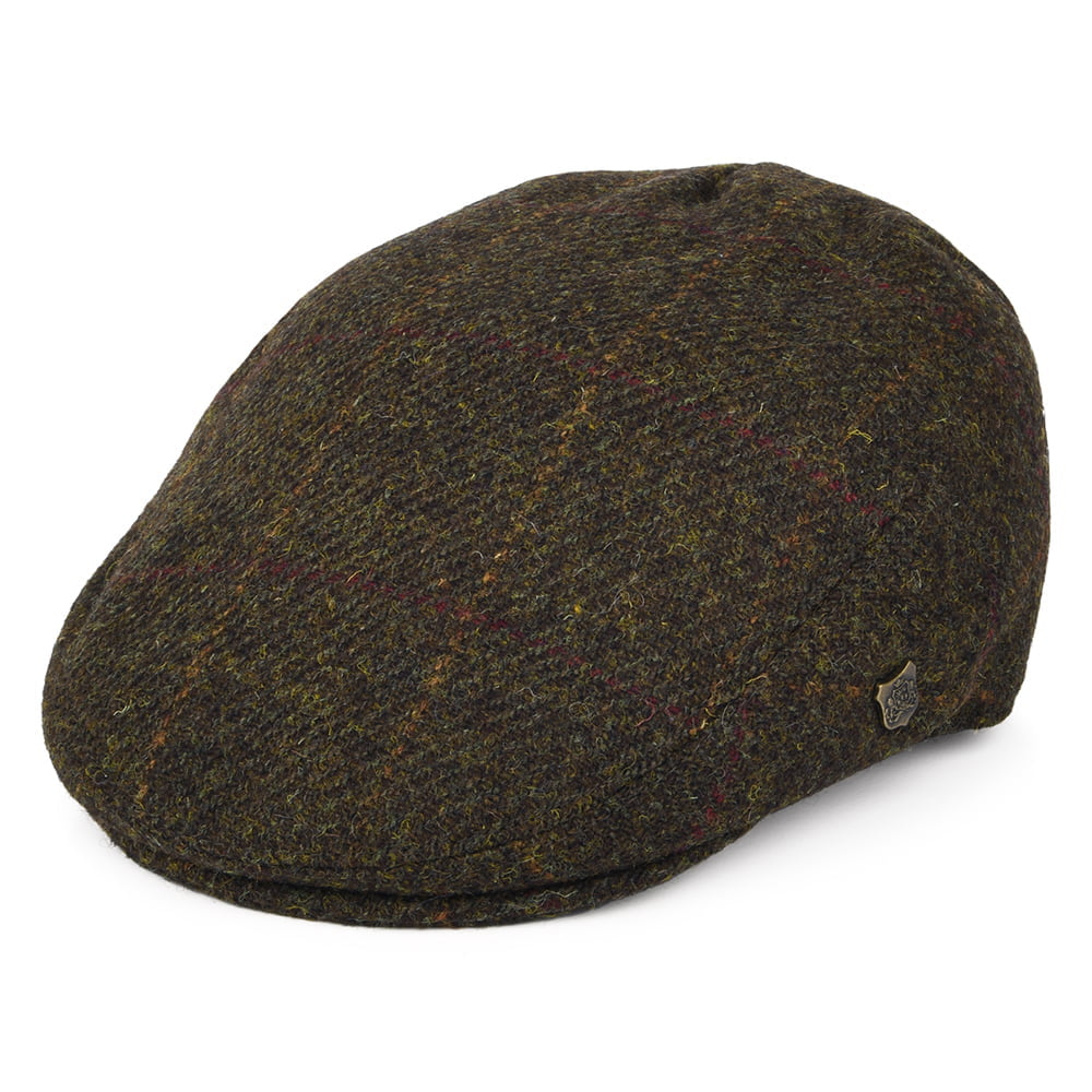 Casquette Plate en HARRIS TWEED à Carreaux Stornoway tourbe FAILSWORTH