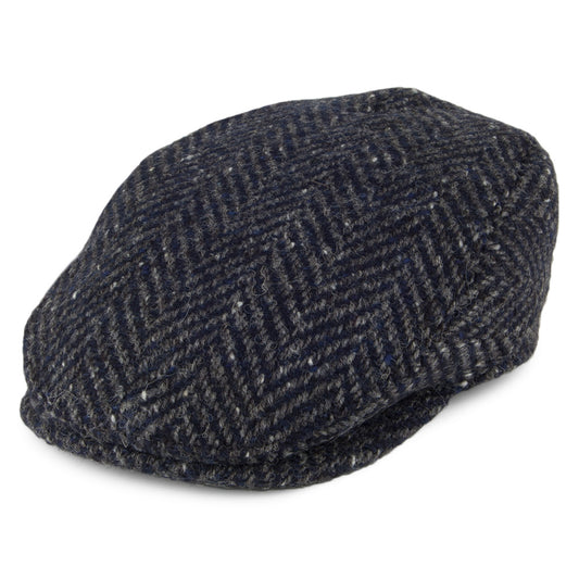 Casquette Plate en Tweed du Donegal Longford bleu marine-gris FAILSWORTH