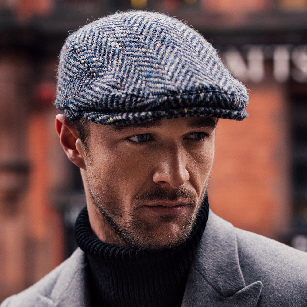 Casquette Plate en Tweed du Donegal Longford mélange de gris FAILSWORTH