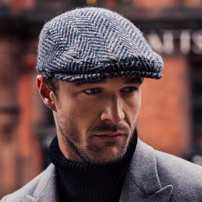 Casquette Plate en Tweed du Donegal Longford mélange de gris FAILSWORTH
