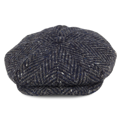 Casquette Gavroche en Tweed du Donegal à Chevrons Mayo bleu marine-gris FAILSWORTH