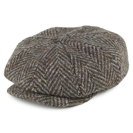 Casquette Gavroche en Tweed du Donegal à Chevrons Mayo tourbe FAILSWORTH