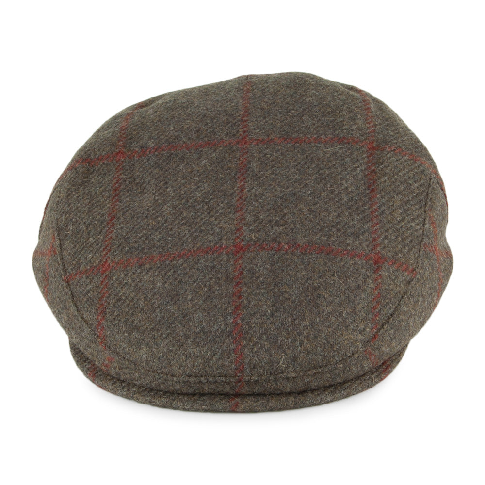 Casquette Plate en Laine à Carreaux Cambridge olive FAILSWORTH