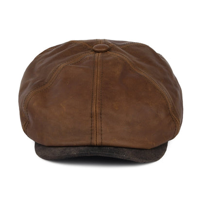 Casquette Plate en Cuir Fulton marron JAXON & JAMES