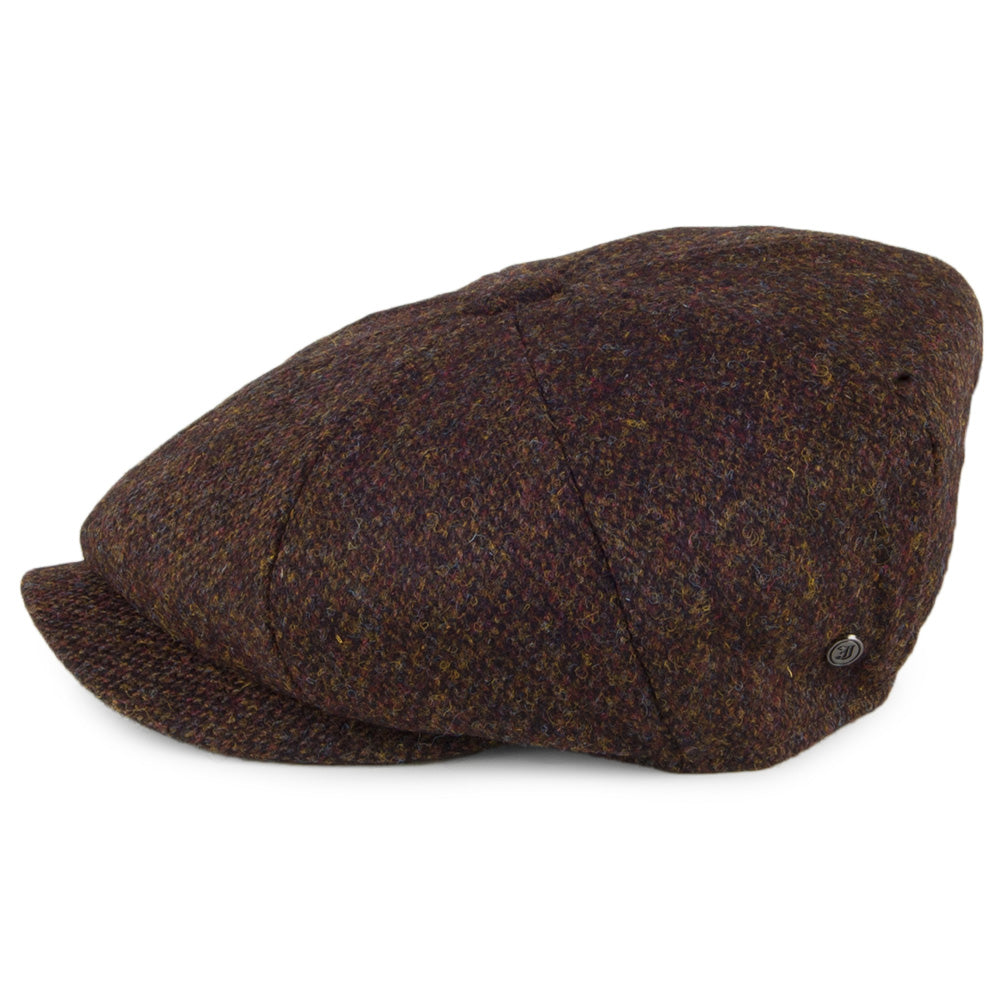Casquette Gavroche en HARRIS TWEED Arnol mousse-marron JAXON & JAMES